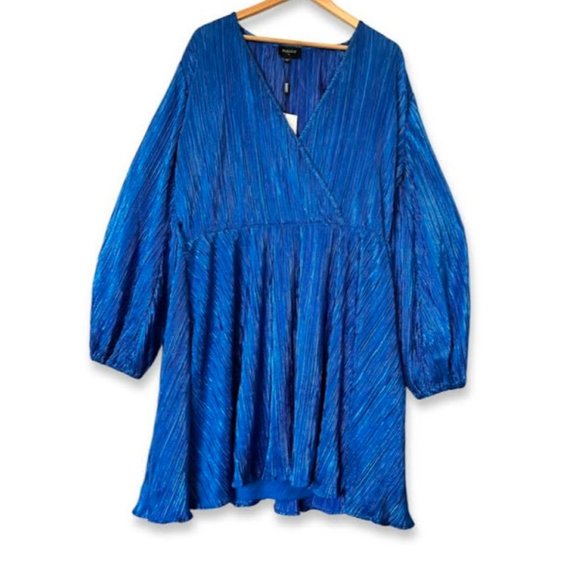 Bellissa Women's Metallic Pleat Faux-Wrap Dress - Picture 1 of 7